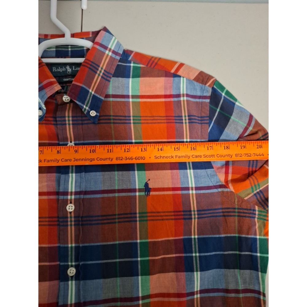 Vintage Ralph Lauren Shirt‎ Mens Large Orange  Plaid Button Up Long Sleeve - Picture 8 of 10